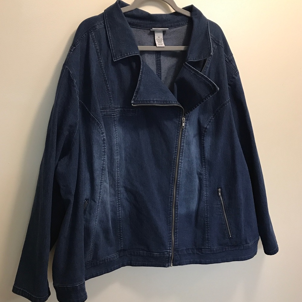 Catherines Blue Jean Moto Jacket